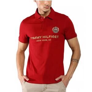 NWT Tommy Hilfiger Mens Med Slim Fit New York Embroidered Logo Badge Polo Shirt
